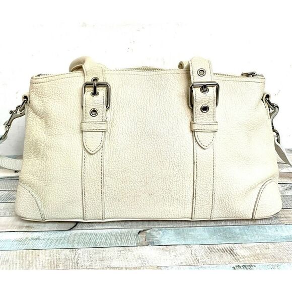 Dooney & Bourke All Weather Leather CREAM IVORY PEBBLED LEATHER ZIP SHOULDER BAG - Picture 4 of 11